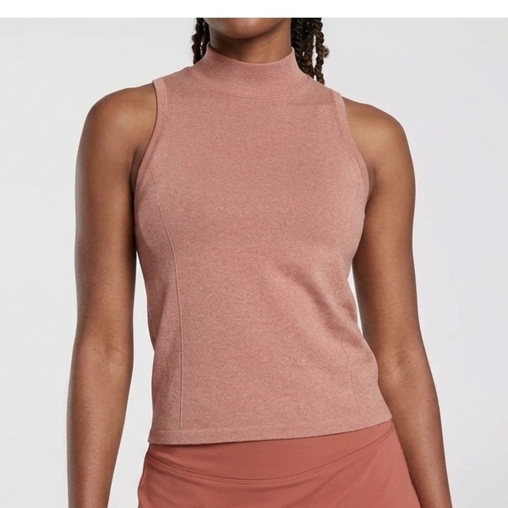 CALIA Seamless Mock Neck Tank Top Women XL Dark Orange Performance Activewear